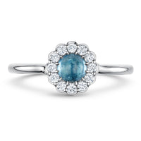 Andrew Geoghegan Cannele Cabochon Paraiba Tourmaline and Diamond 18ct White Gold Ring - Michael Jones Jeweller
