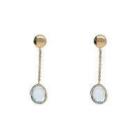 Blue Topaz 9ct Yellow Gold Drop Earrings - Michael Jones Jeweller