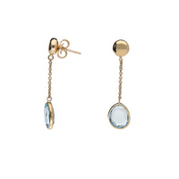 Blue Topaz 9ct Yellow Gold Drop Earrings - Michael Jones Jeweller