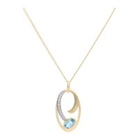 Blue Topaz and Diamond 9ct Yellow Gold Pendant - Michael Jones Jeweller