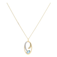 Blue Topaz and Diamond 9ct Yellow Gold Pendant - Michael Jones Jeweller