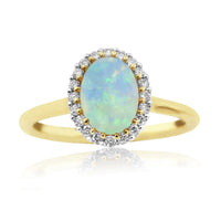 Opal and Diamond Cluster 9ct Yellow Gold Ring