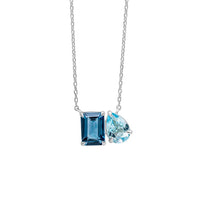 London Blue Topaz Toi Et Moi 9ct White Gold Necklace - Michael Jones Jeweller