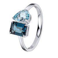 London Blue Topaz Toi Et Moi 9ct White Gold Ring - Michael Jones Jeweller