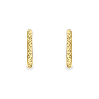 Faceted Rectangular 9ct Yellow Gold Huggy Hoop Earrings