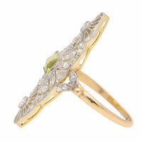 Pre-Owned Peridot and Diamond Edwardian Filigree Ring - Michael Jones Jeweller