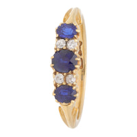 Pre-Owned Blue Sapphire and Diamond 18ct Yellow Gold Ring - Michael Jones Jeweller
