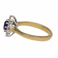 Pre-Owned Sapphire and Diamond Oval 18ct Yellow Gold Cluster Ring - Michael Jones Jeweller