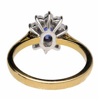 Pre-Owned Sapphire and Diamond Oval 18ct Yellow Gold Cluster Ring - Michael Jones Jeweller