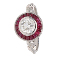Pre-Owned Ruby and Diamond 18ct White Gold Reverse Cluster Ring