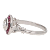 Pre-Owned Ruby and Diamond 18ct White Gold Reverse Cluster Ring