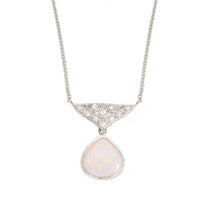 Pre-Owned Opal and Diamond Platinum Necklet - Michael Jones Jeweller