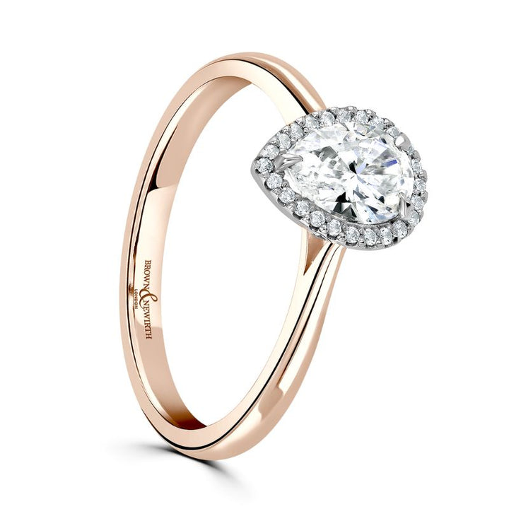 Brown & Newirth 0.36ct Pear Cut Diamond Platinum And 9ct Rose Gold Carina Cluster Ring