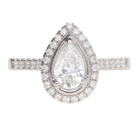 Pre-Owned Skye Pear Halo 0.60ct D SI1 Diamond Platinum Ring - Michael Jones Jeweller