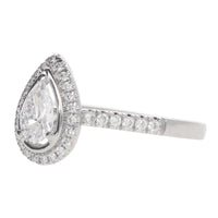 Pre-Owned Skye Pear Halo 0.60ct D SI1 Diamond Platinum Ring - Michael Jones Jeweller