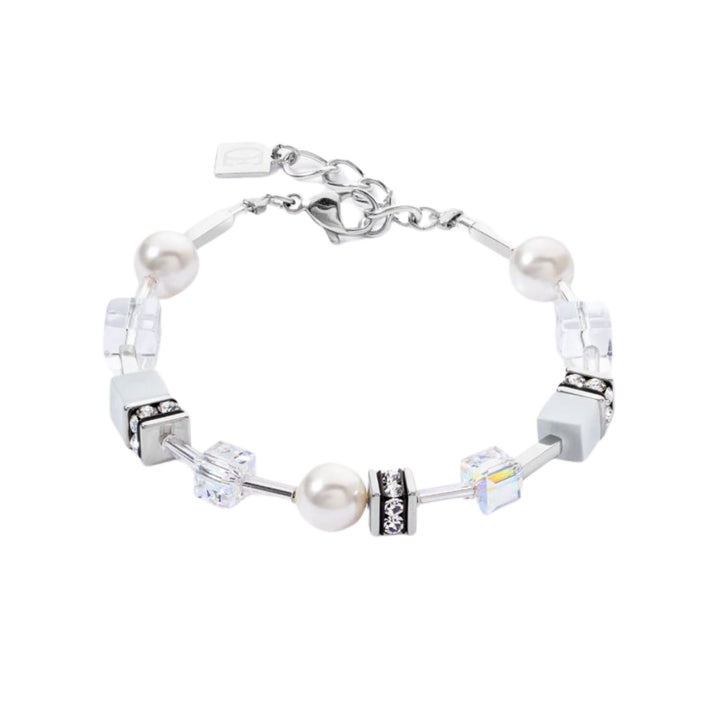 Coeur de Lion GeoCUBE® Iconic Pearl Mix Bracelet Silver-White