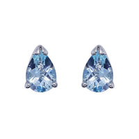 Blue Topaz 9ct White Gold Stud Earrings - Michael Jones Jeweller