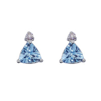 Trilliant Blue Topaz 9ct White Gold Stud Earrings - Michael Jones Jeweller