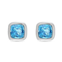Blue Topaz 9ct White Gold Stud Earrings - Michael Jones Jeweller