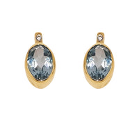 Blue Topaz and CZ 9ct Yellow Gold Stud Earrings - Michael Jones Jeweller