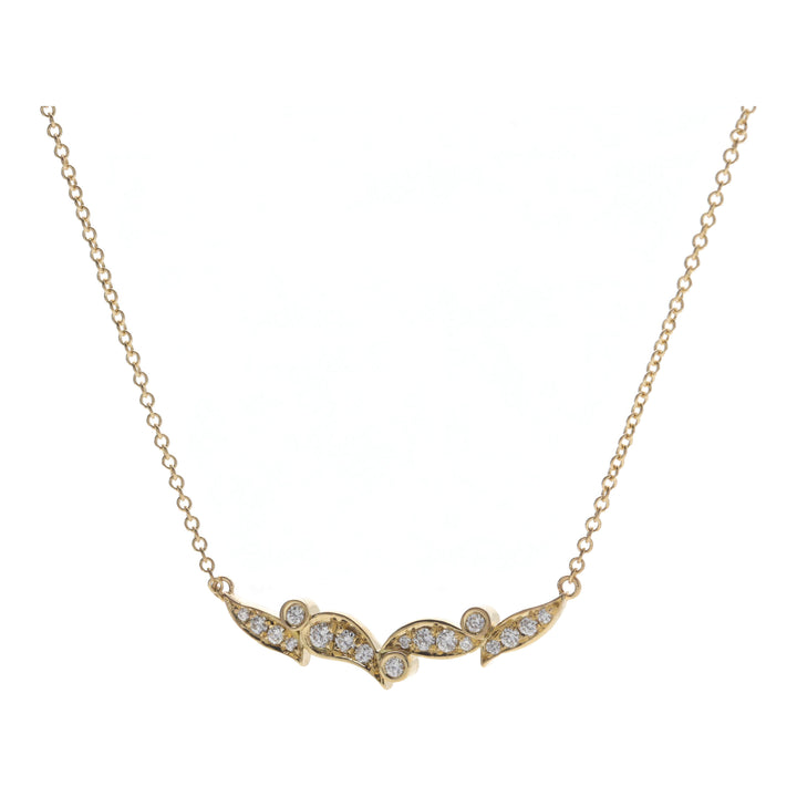 Diamond 0.16ct 18ct Yellow Gold Leaf Section Necklace