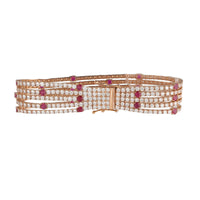 Diamond and Ruby Five Strand 18ct Rose Gold Bracelet - Michael Jones Jeweller