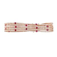 Diamond and Ruby Five Strand 18ct Rose Gold Bracelet - Michael Jones Jeweller