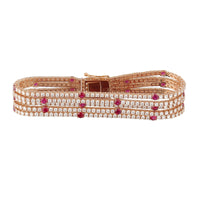 Diamond and Ruby Five Strand 18ct Rose Gold Bracelet - Michael Jones Jeweller
