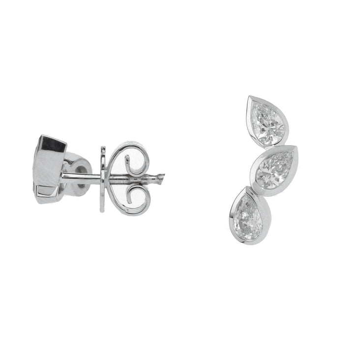 Diamond 0.86ct 18ct White Gold Stacked Pear Shape Climber Stud Earrings