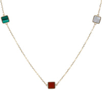 Gemstone Station Link 9ct Yellow Gold Necklace - Michael Jones Jeweller