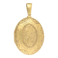 Pre-Owned Oval Engraved Floral Yellow Gold Locket - Michael Jones Jeweller