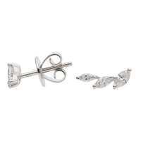 Marquise Diamond 18ct White Gold Climbing Ear Studs - Michael Jones Jeweller
