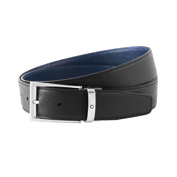 Montblanc Leather - Reversible Black/Blue Belt 35mm