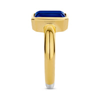 Ti Sento Yellow Gold Plated Octagonal Dark Blue Stone Ring - Michael Jones Jeweller