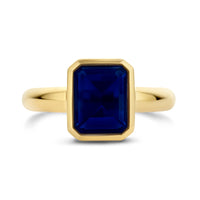 Ti Sento Yellow Gold Plated Octagonal Dark Blue Stone Ring - Michael Jones Jeweller