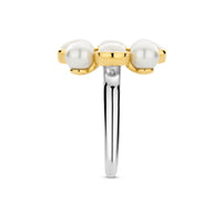 Ti Sento Yellow Gold Plated Synthetic Pearl and Cubic Zirconia Cluster Ring - Michael Jones Jeweller
