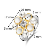 Ti Sento Yellow Gold Plated Synthetic Pearl and Cubic Zirconia Cluster Ring - Michael Jones Jeweller