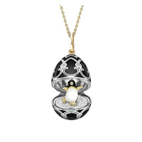 Fabergé Heritage White and Yellow Gold Black Enamel Penguin Surprise Locket - Michael Jones Jeweller