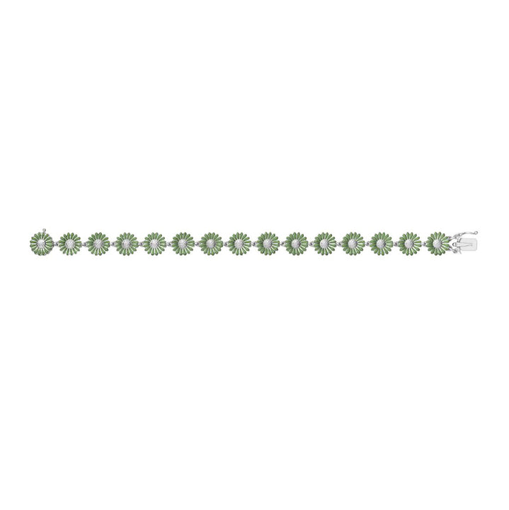 Georg Jensen DAISY Green Enamel Sterling Silver Bracelet