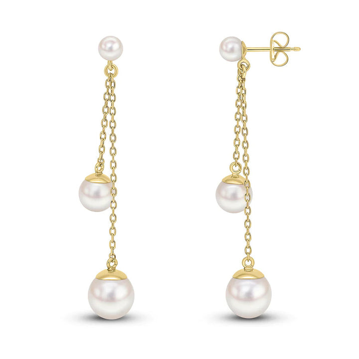 Freshwater Pearl 9ct Yellow Gold Double Drop Earrings