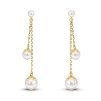 Freshwater Pearl 9ct Yellow Gold Double Drop Earrings - Michael Jones Jeweller
