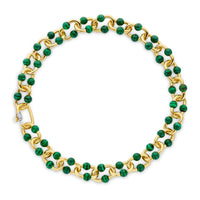 Ti Sento Yellow Gold Plated Malachite Green Bubble Oval Link Necklace - Michael Jones Jeweller