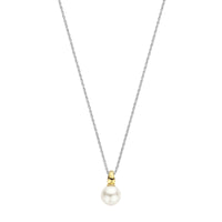 Ti Sento Yellow Gold Plated Synthetic Pearl Drop Necklace - Michael Jones Jeweller