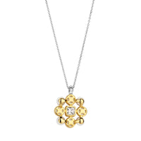 Ti Sento Yellow Gold Plated Synthetic Pearl and Cubic Zirconia Necklace - Michael Jones Jeweller