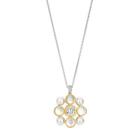 Ti Sento Yellow Gold Plated Synthetic Pearl and Cubic Zirconia Necklace - Michael Jones Jeweller