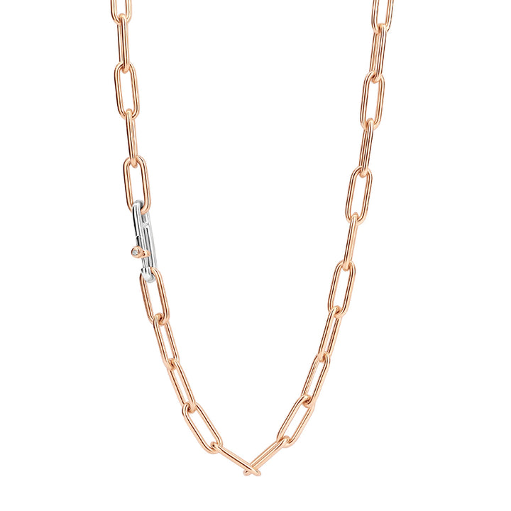 Ti Sento Rose Gold Plated Oval Link Necklace