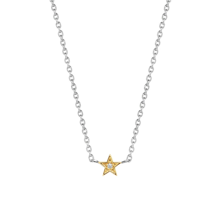 Ti Sento Cubic Zirconia Yellow Gold Plated Star Necklace
