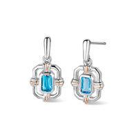 Clogau Enchanted Gateways Silver and Swiss Blue Topaz Stud Earrings - Michael Jones Jeweller