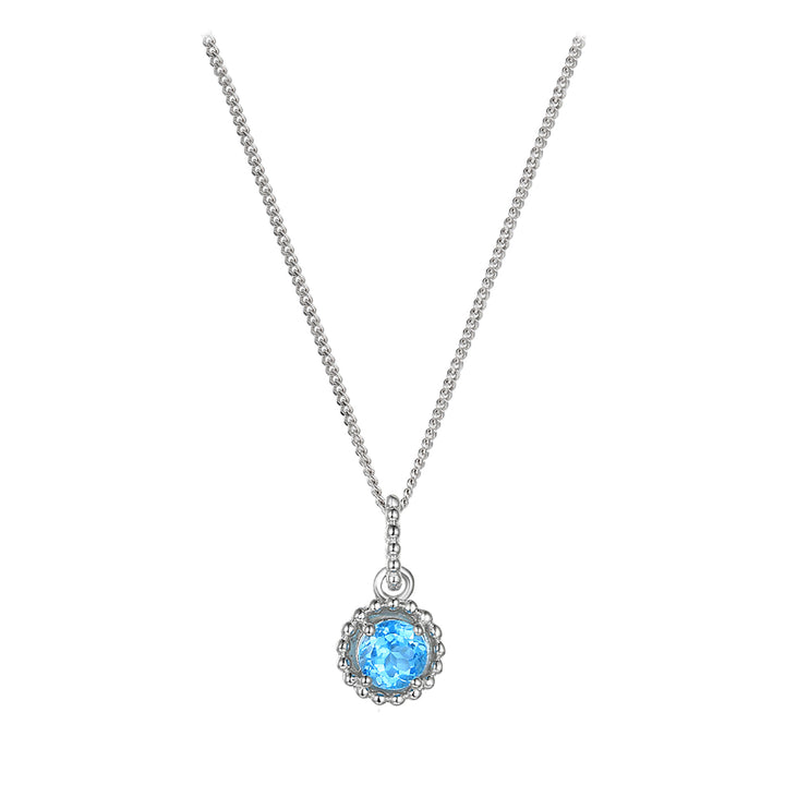 Amore Vita Blue Topaz Birthstone Silver Necklace