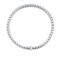 FOPE Flex'it Vendôme 18ct White Gold 0.10ct Diamond Set Bracelet Medium 560B BBR - Michael Jones Jeweller